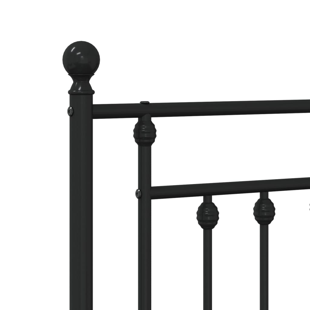 Sengeramme i metall med hode- og fotgavl svart 90x200 cm