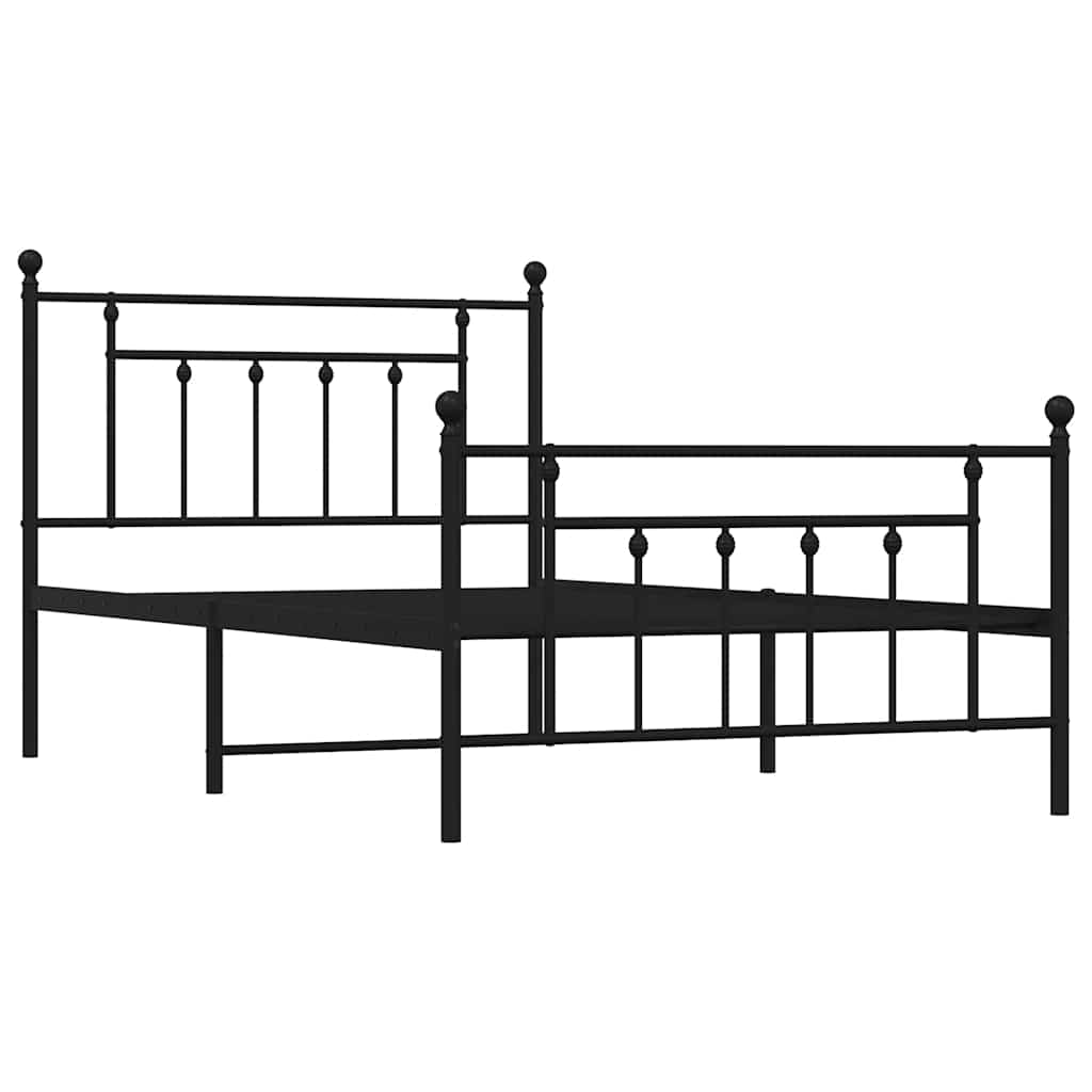 Sengeramme i metall med hode- og fotgavl svart 100x200 cm