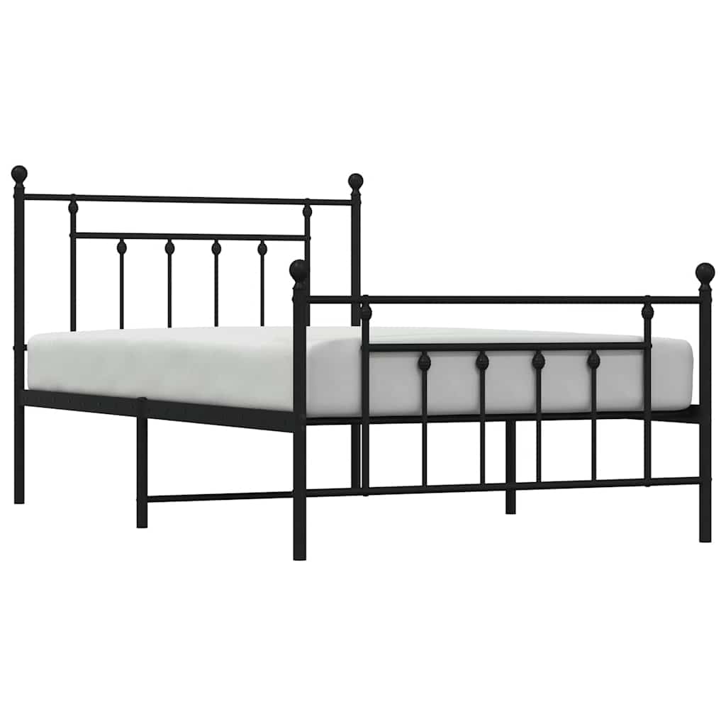Sengeramme i metall med hode- og fotgavl svart 100x200 cm