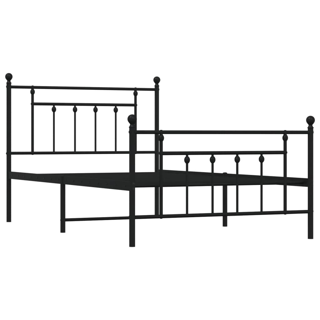Sengeramme i metall med hode- og fotgavl svart 107x203 cm