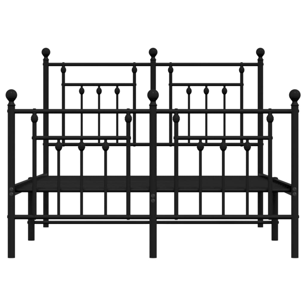 Sengeramme i metall med hode- og fotgavl svart 120x200 cm