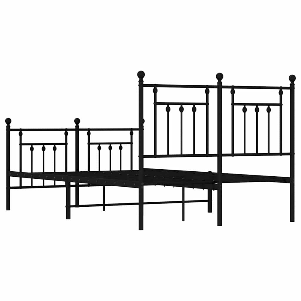 Sengeramme i metall med hode- og fotgavl svart 135x190 cm