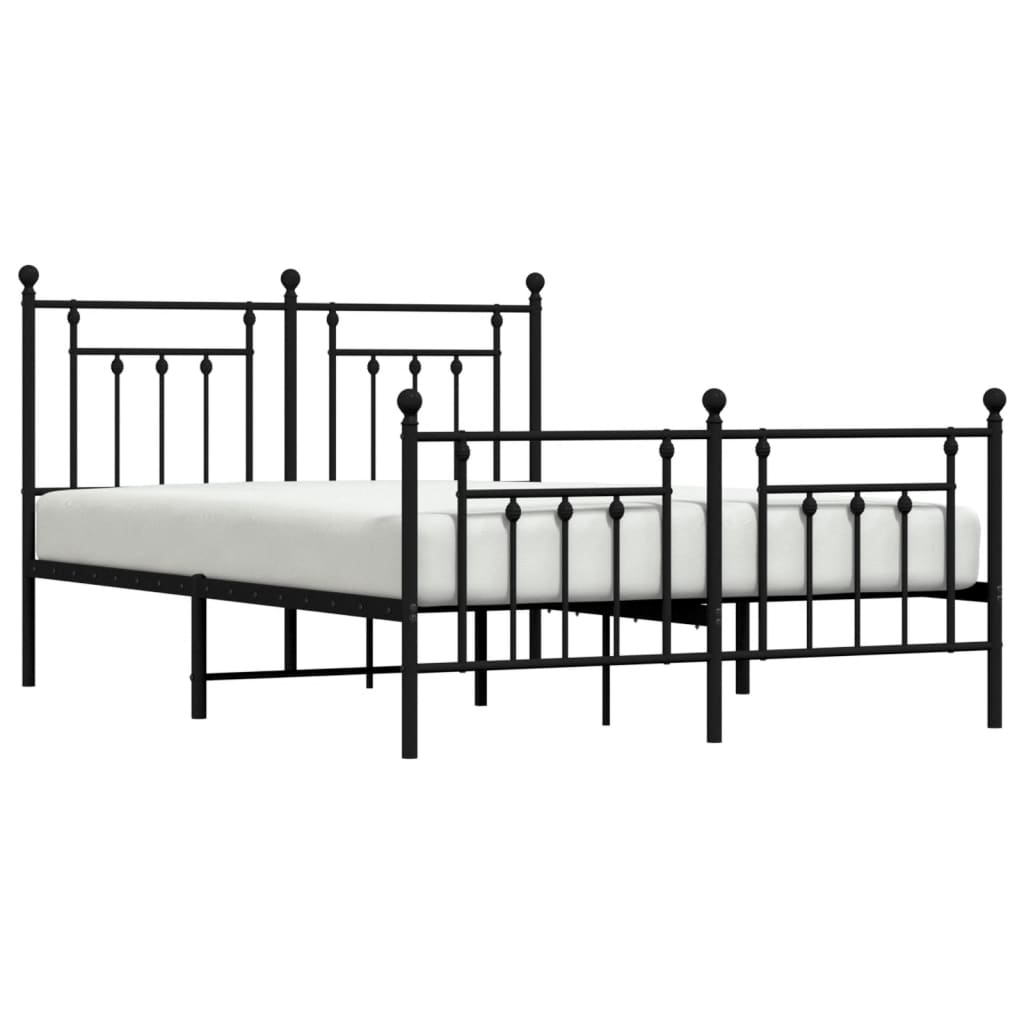 Sengeramme i metall med hode- og fotgavl svart 140x190 cm