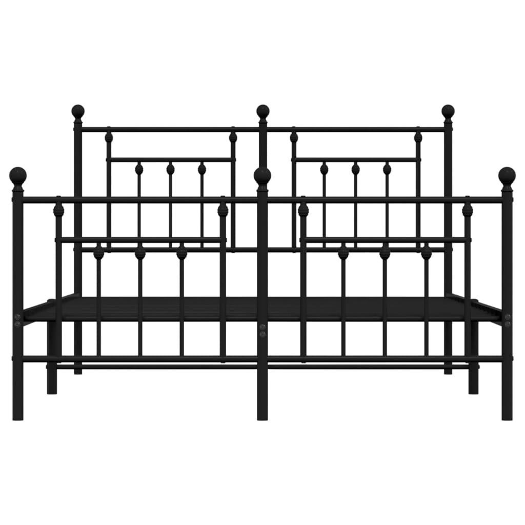 Sengeramme i metall med hode- og fotgavl svart 140x200 cm