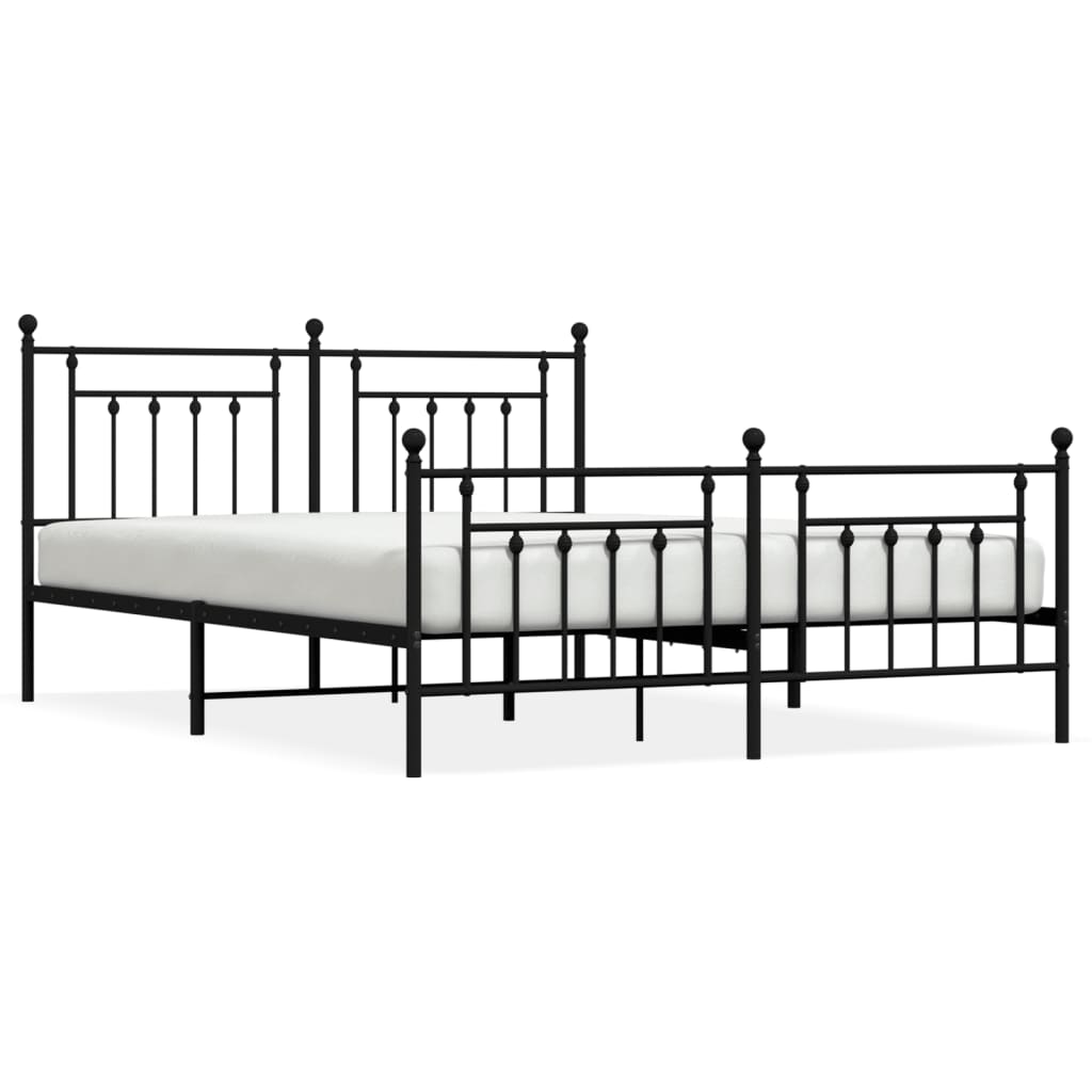 Sengeramme i metall uten madrass med fotgavl svart 160x200 cm