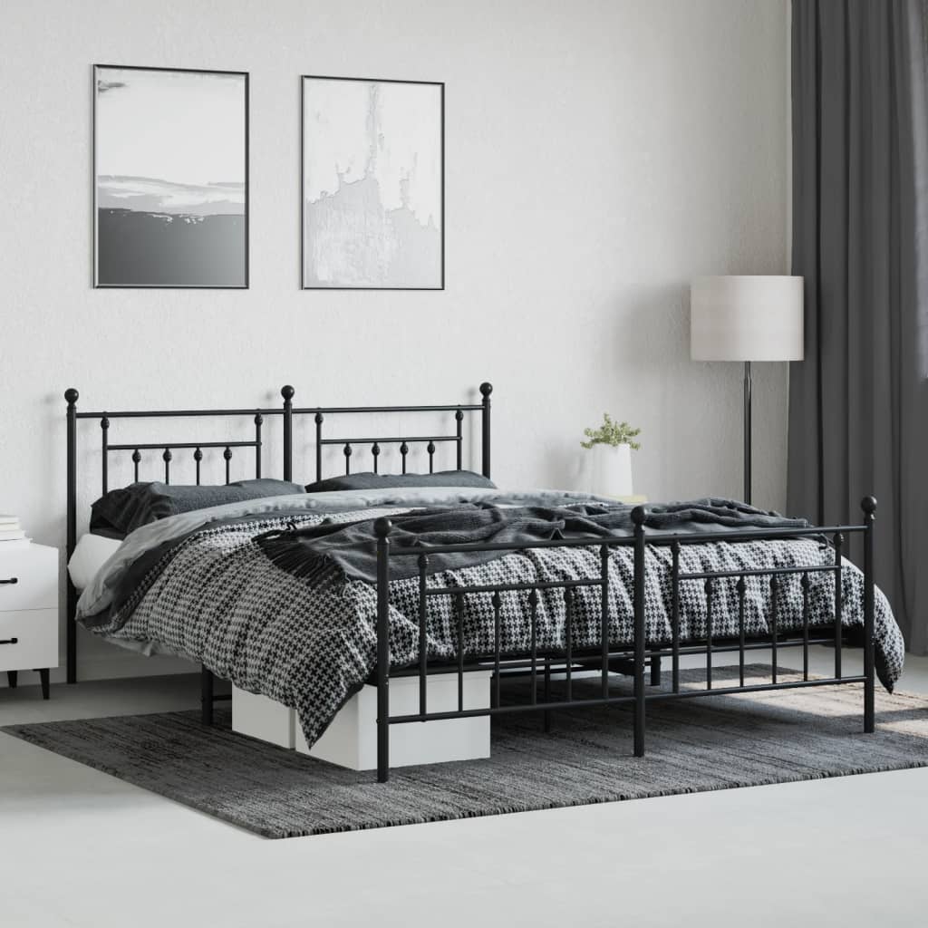 Sengeramme i metall uten madrass med fotgavl svart 160x200 cm