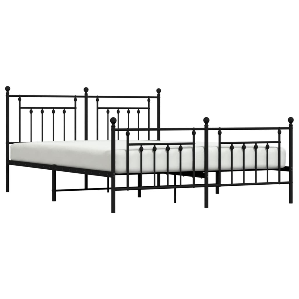 Sengeramme i metall uten madrass med fotgavl svart 160x200 cm
