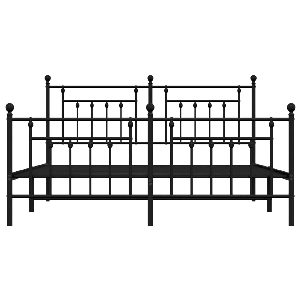 Sengeramme i metall uten madrass med fotgavl svart 160x200 cm