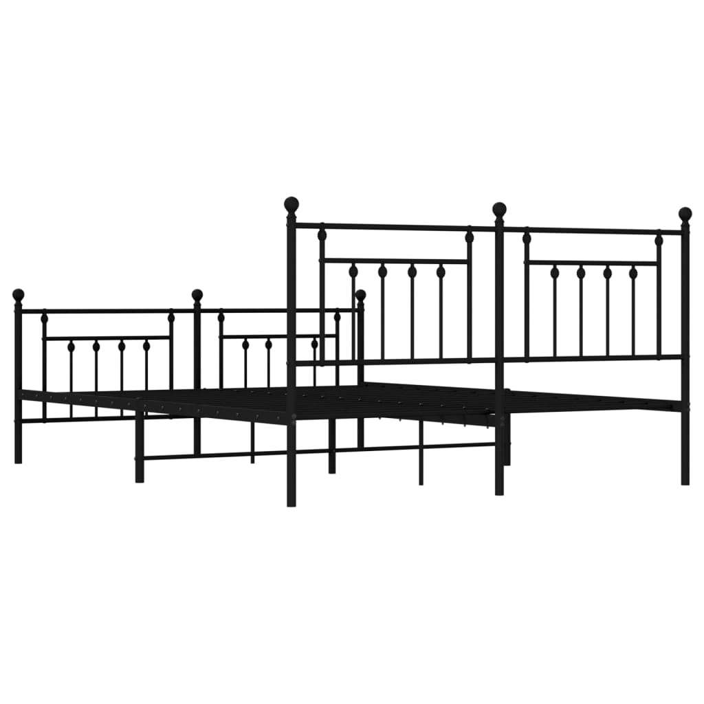 Sengeramme i metall uten madrass med fotgavl svart 160x200 cm