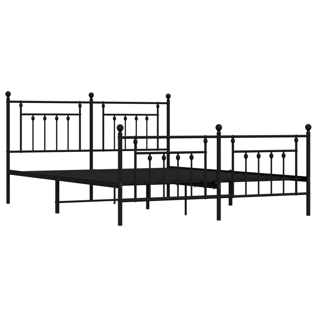 Sengeramme i metall uten madrass med fotgavl svart 180x200 cm