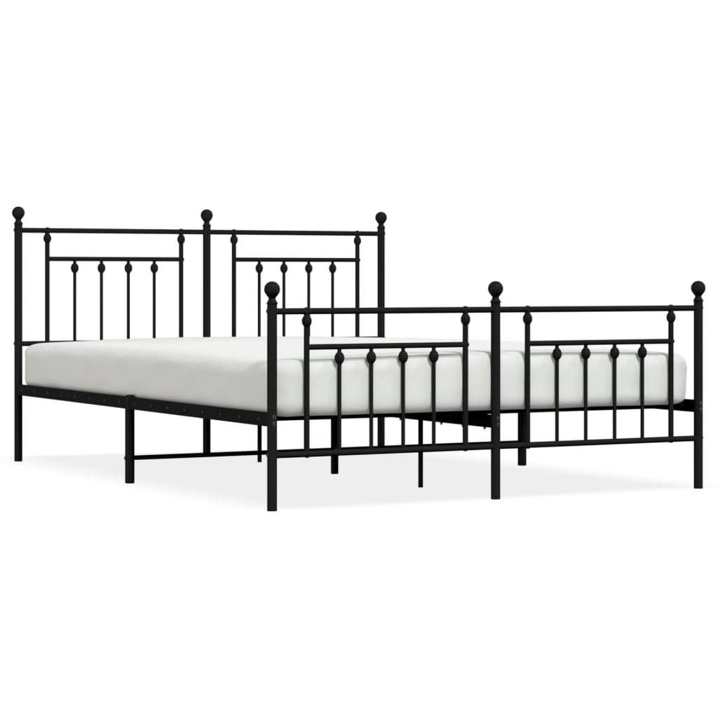 Sengeramme i metall med hode- og fotgavl svart 183x213 cm