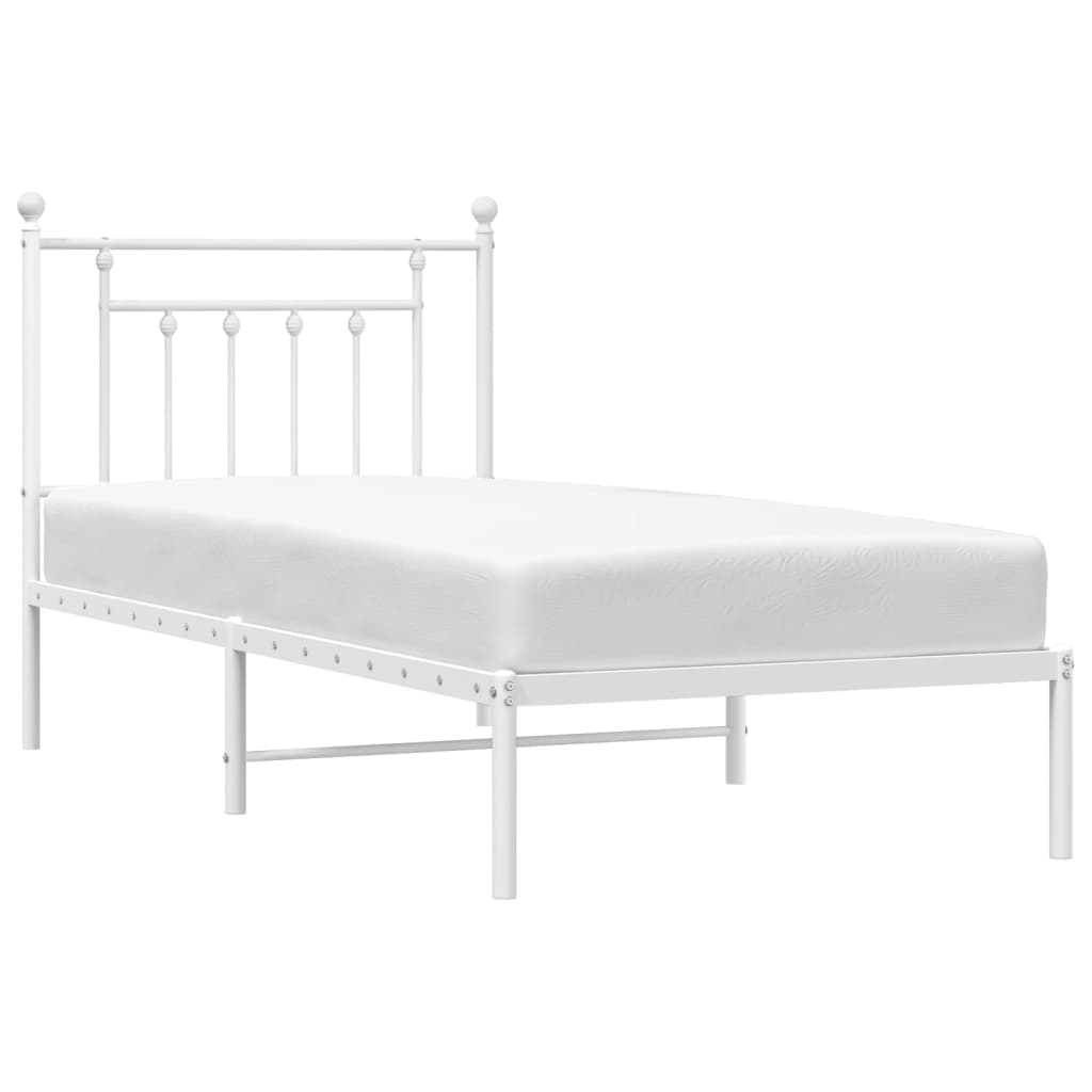 Sengeramme i metall med hodegavl hvit 90x190 cm