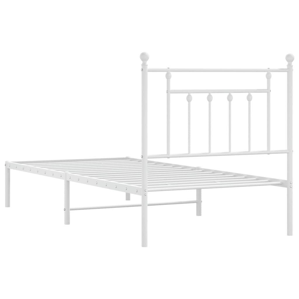 Sengeramme i metall med hodegavl hvit 90x190 cm
