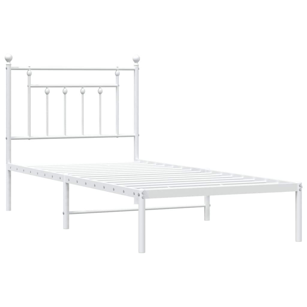 Sengeramme i metall med hodegavl hvit 90x200 cm