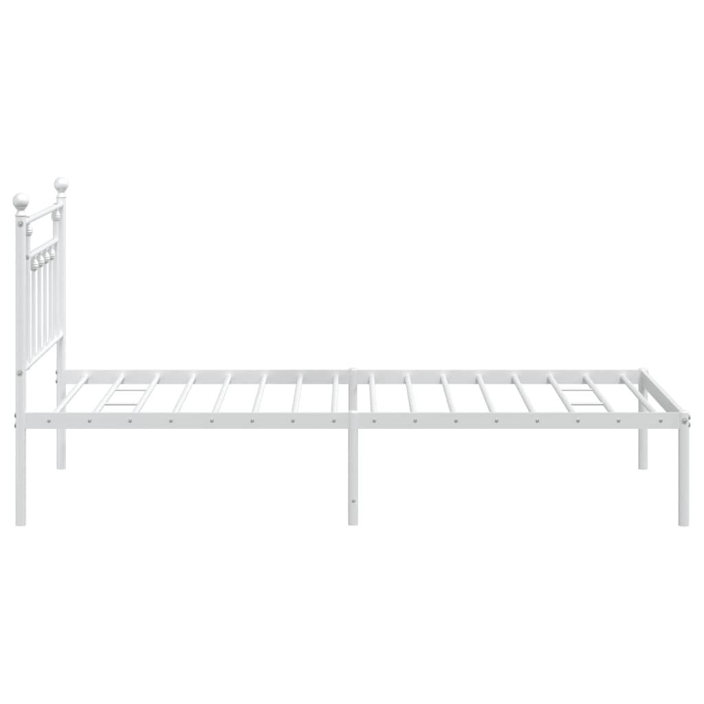 Sengeramme i metall med hodegavl hvit 107x203 cm