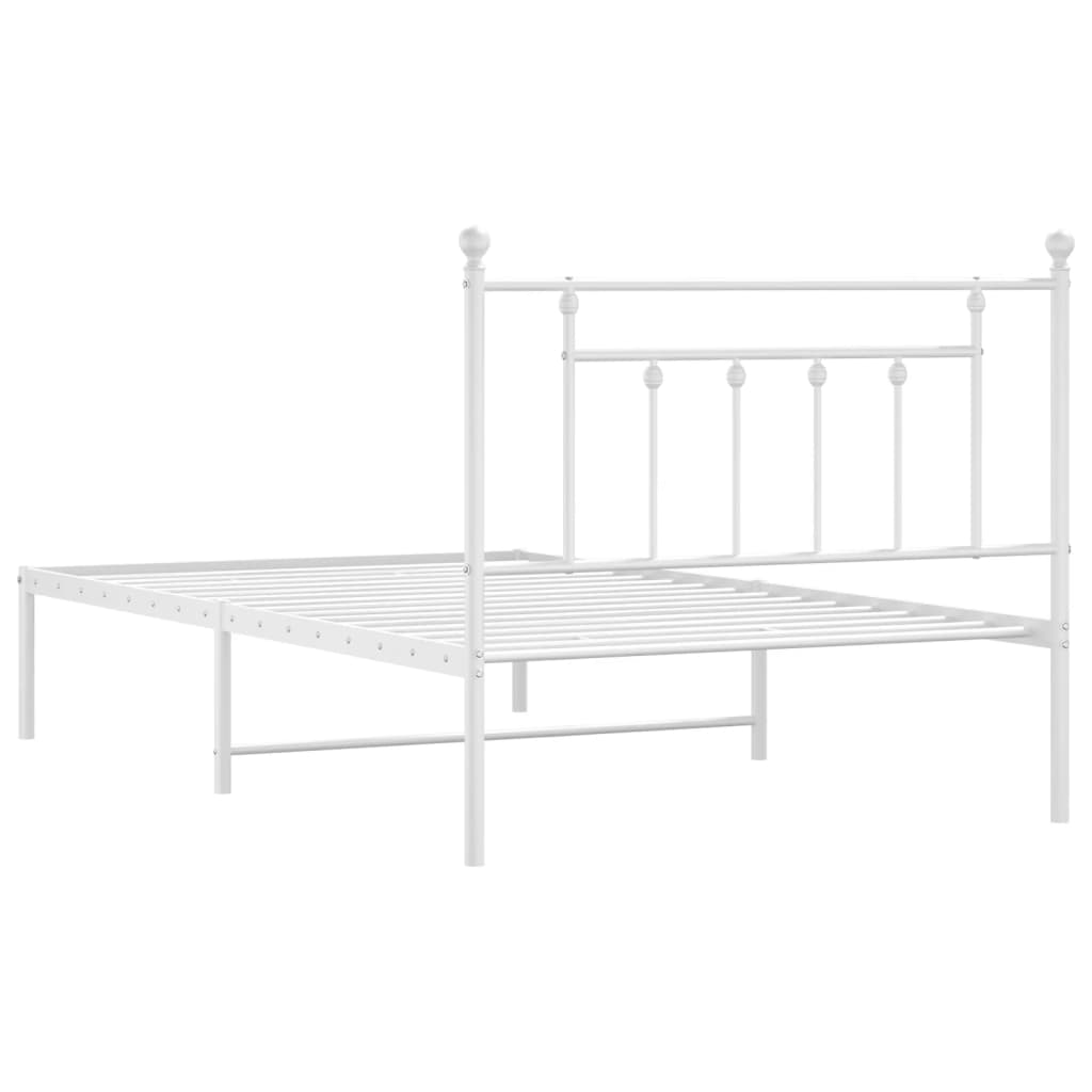 Sengeramme i metall med hodegavl hvit 107x203 cm
