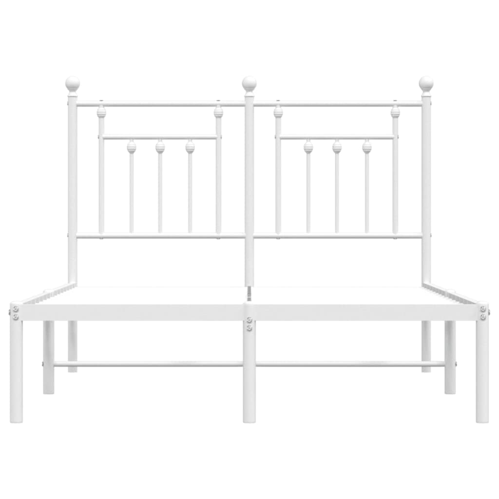 Sengeramme i metall med hodegavl hvit 135x190 cm