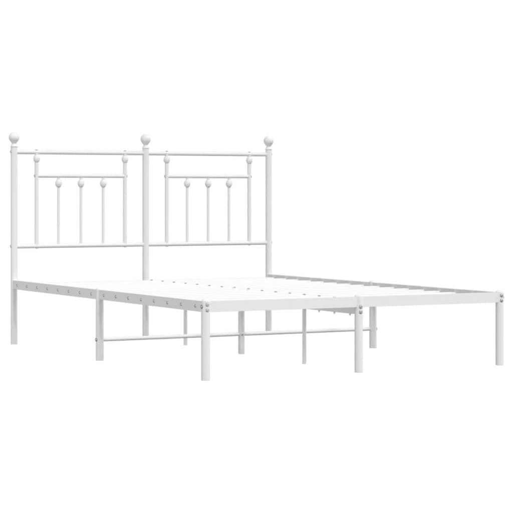 Sengeramme i metall med hodegavl hvit 140x190 cm