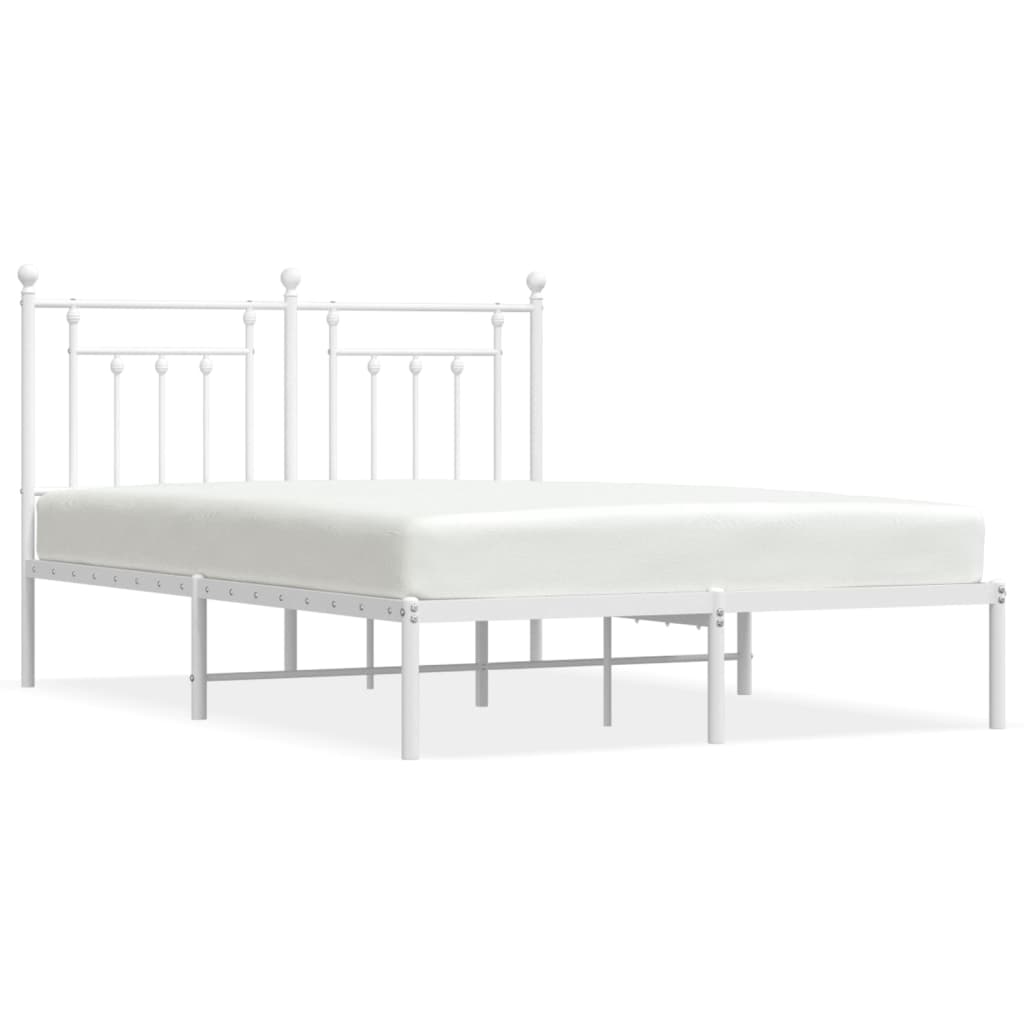 Sengeramme i metall med sengegavl hvit 150x200 cm