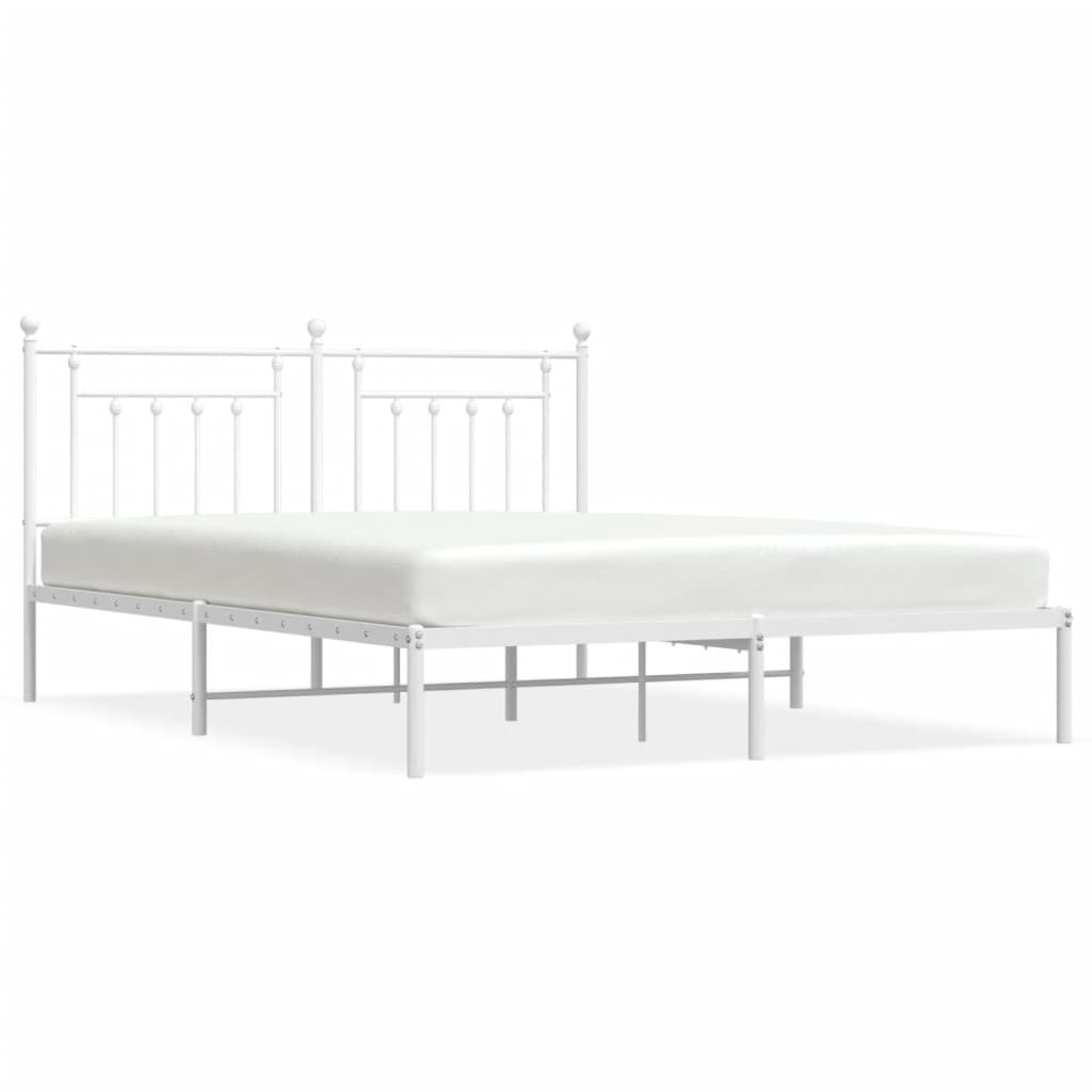 Sengeramme i metall med sengegavl hvit 160x200 cm