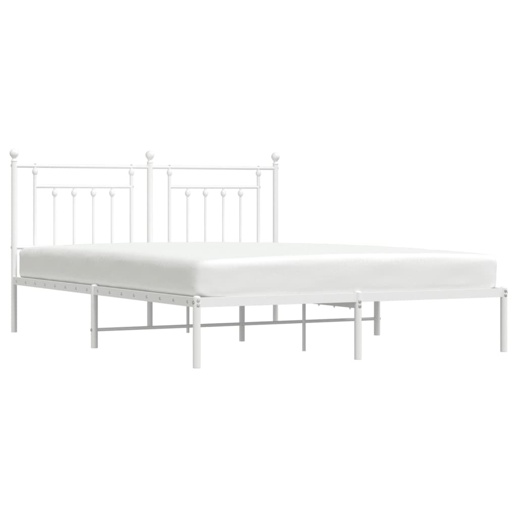 Sengeramme i metall med sengegavl hvit 180x200 cm