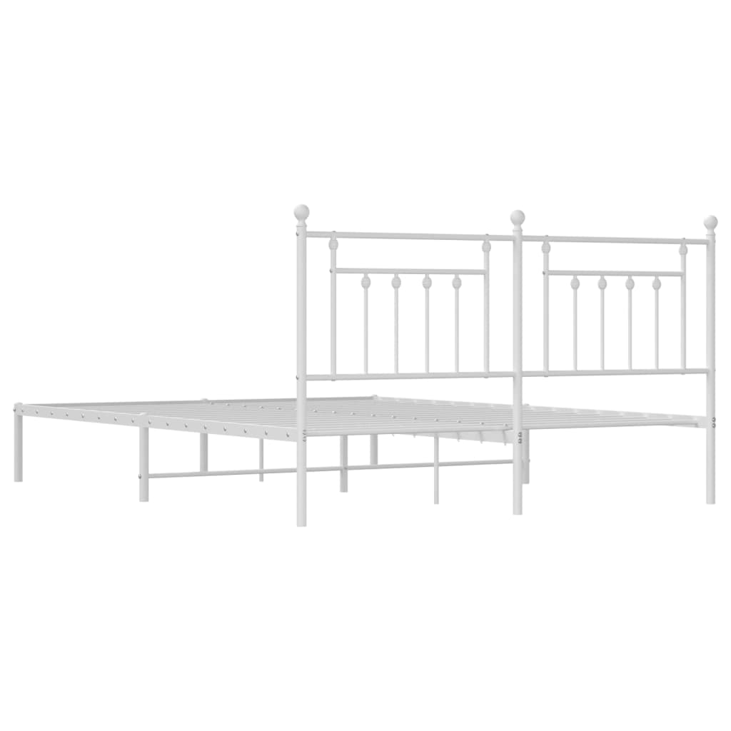 Sengeramme i metall med hodegavl hvit 183x213 cm