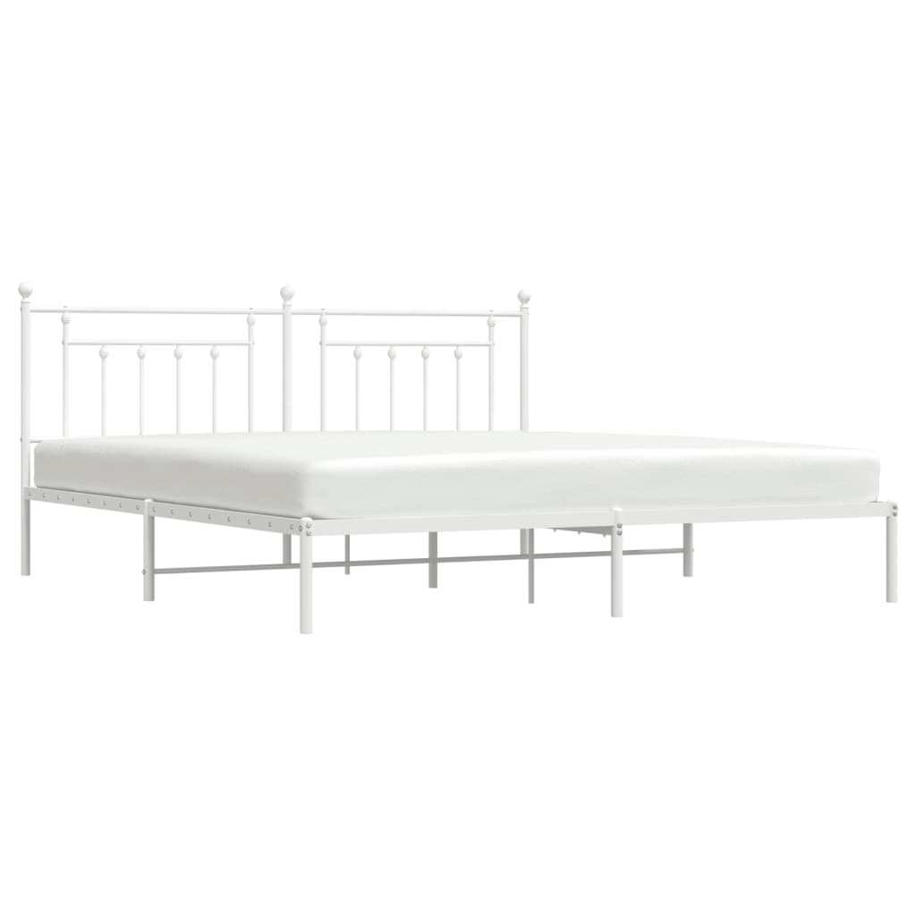 Sengeramme i metall med hodegavl hvit 193x203 cm