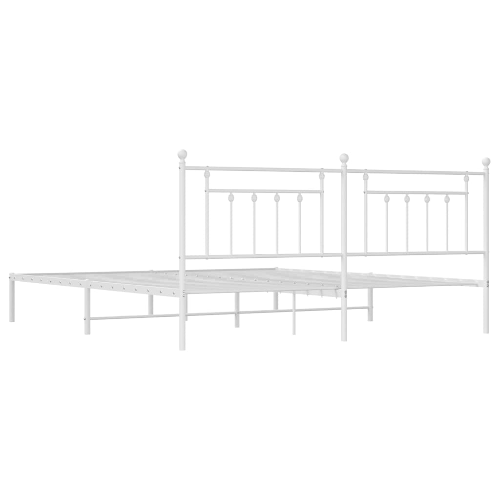 Sengeramme i metall med hodegavl hvit 193x203 cm