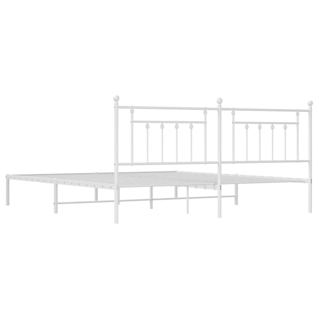 Sengeramme i metall med sengegavl hvit 200x200 cm