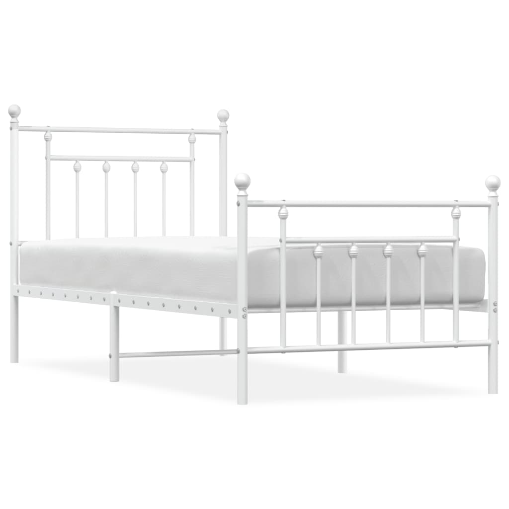 Sengeramme i metall med hode- og fotgavl hvit 80x200 cm