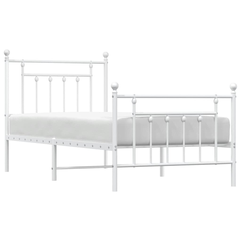 Sengeramme i metall med hode- og fotgavl hvit 80x200 cm