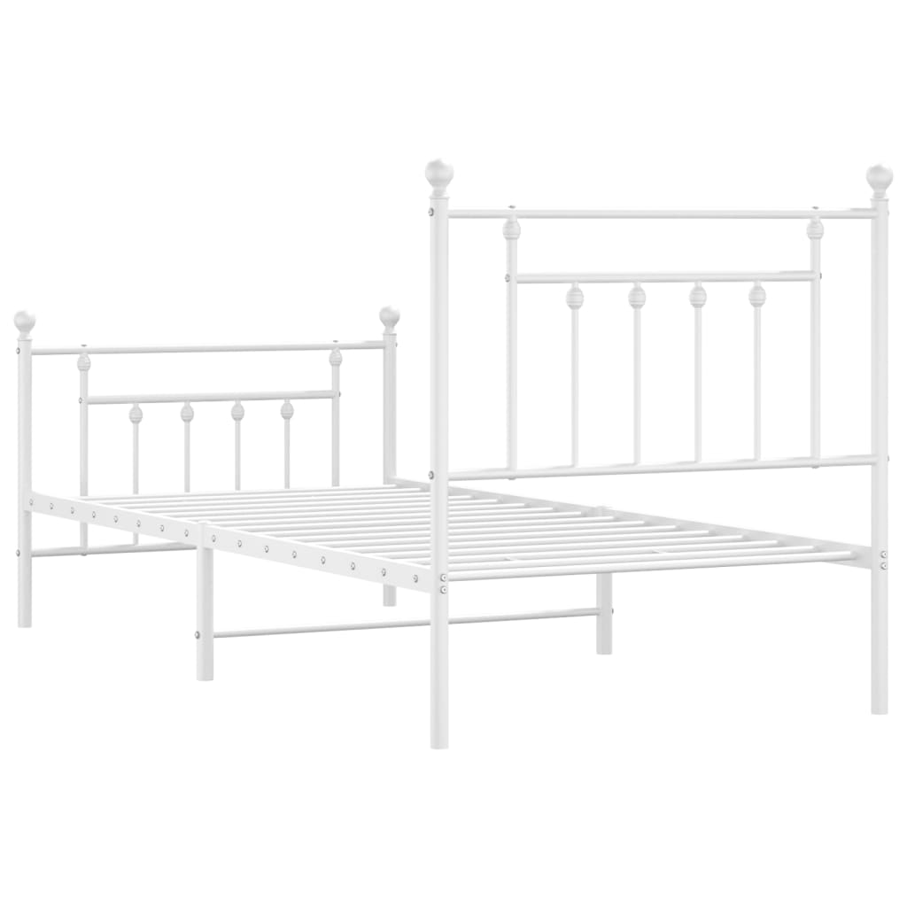 Sengeramme i metall med hode- og fotgavl hvit 80x200 cm