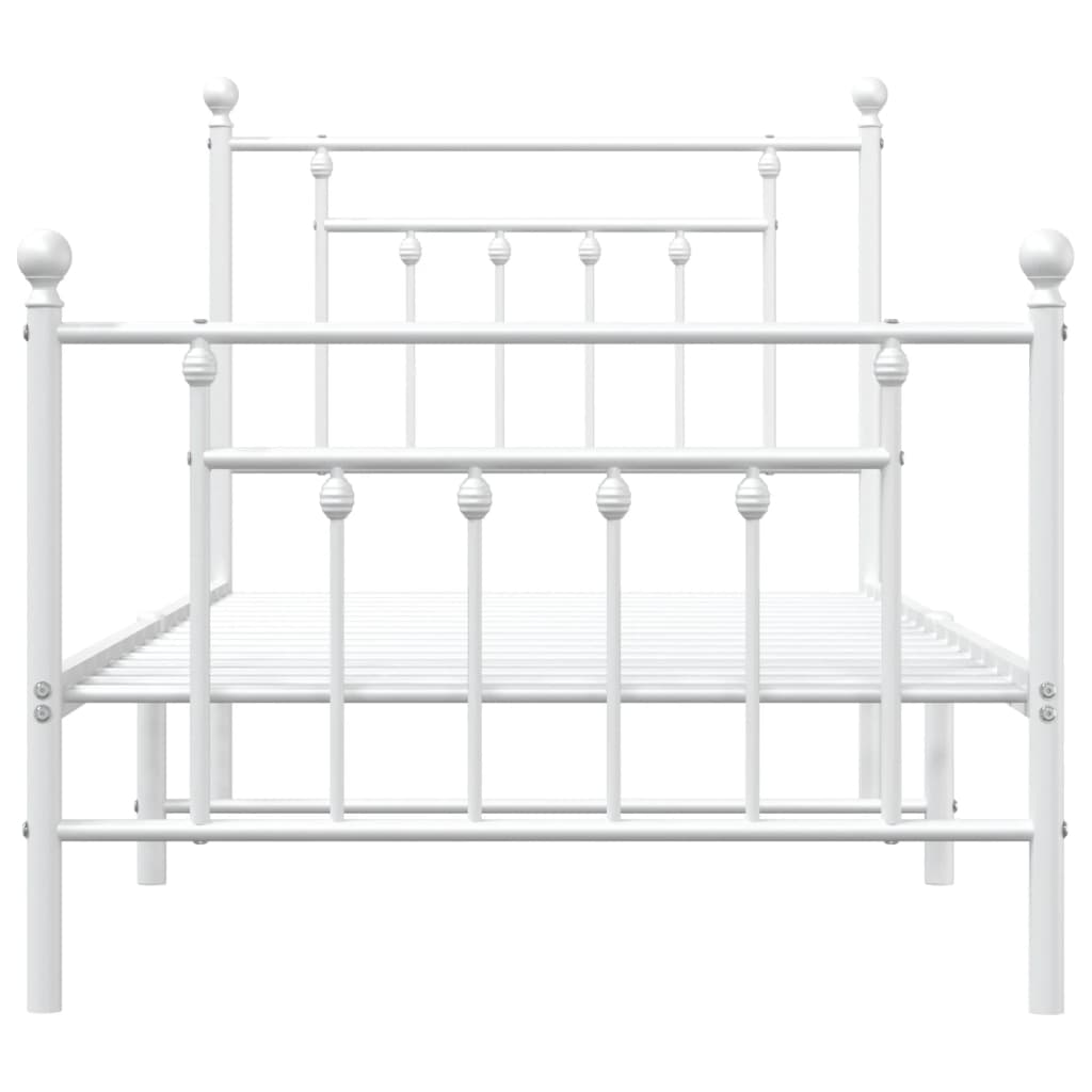 Sengeramme i metall med hode- og fotgavl hvit 90x190 cm