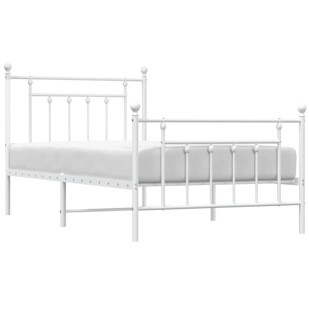 Sengeramme i metall med hode- og fotgavl hvit 100x190 cm