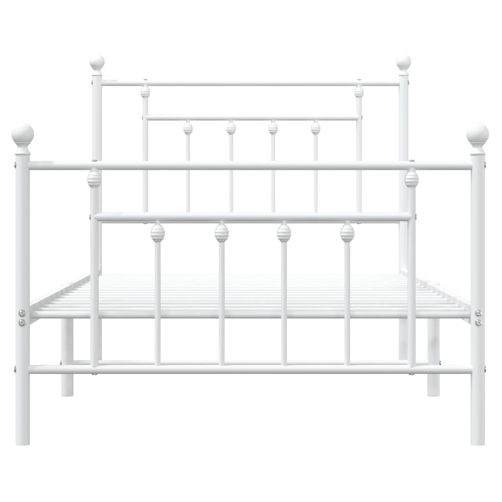 Sengeramme i metall med hode- og fotgavl hvit 100x190 cm
