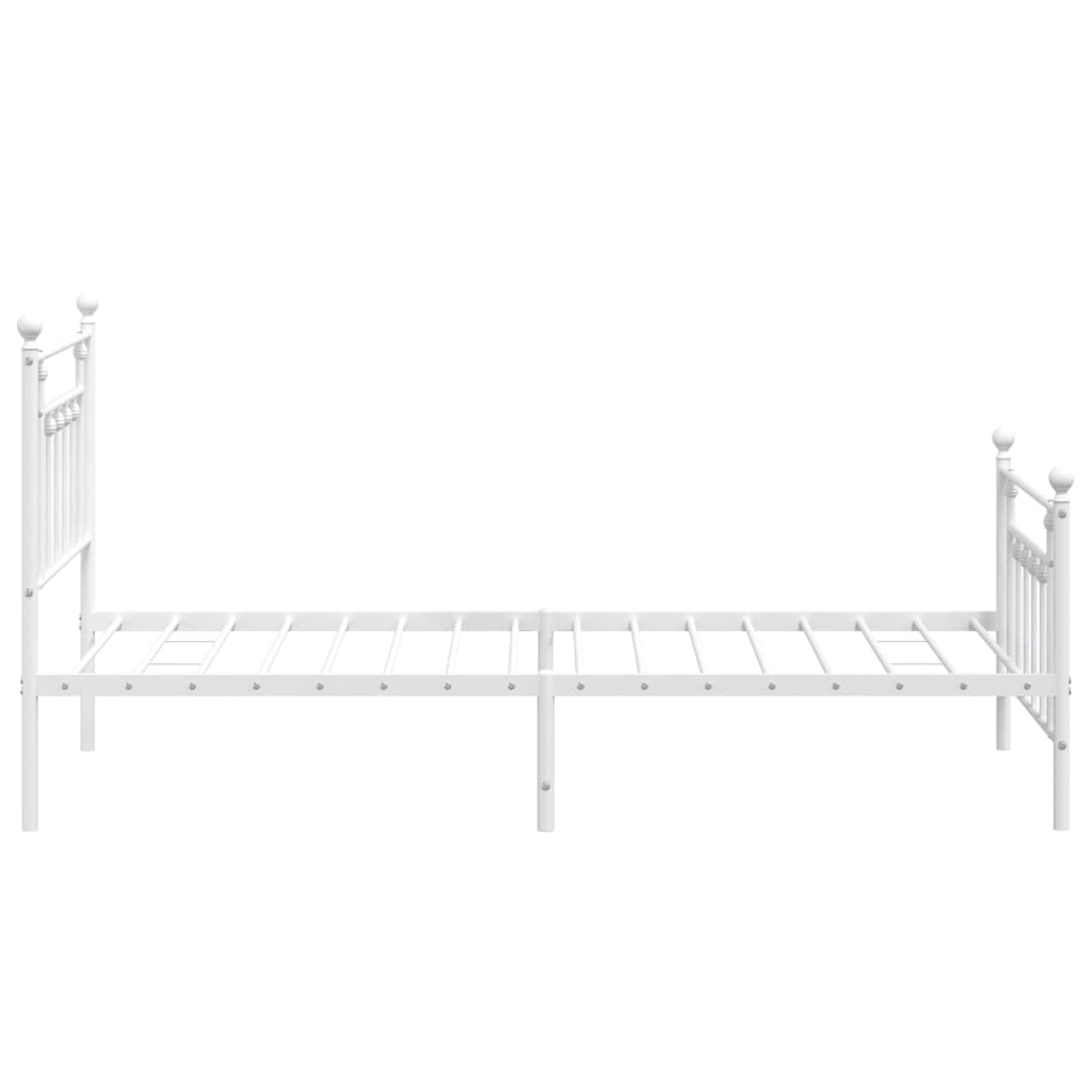 Sengeramme i metall med hode- og fotgavl hvit 100x190 cm