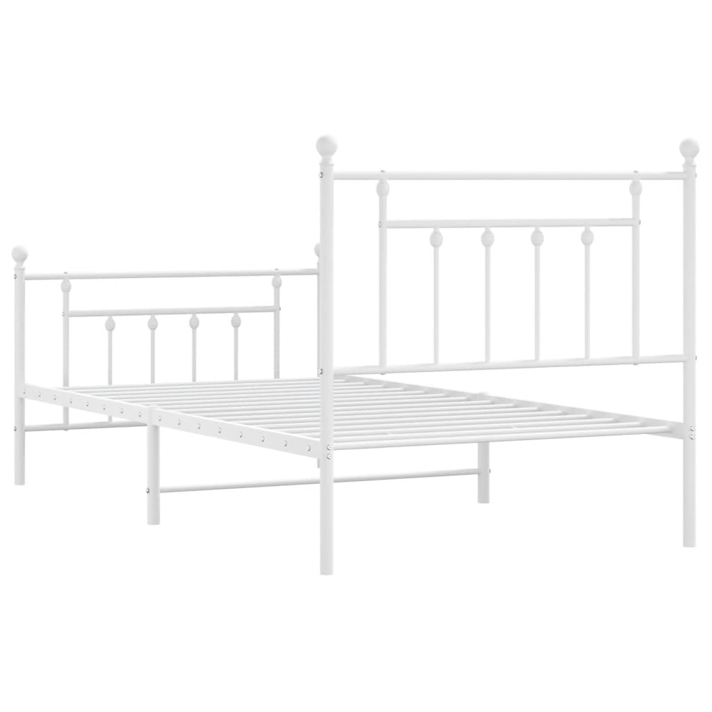 Sengeramme i metall med hode- og fotgavl hvit 100x190 cm