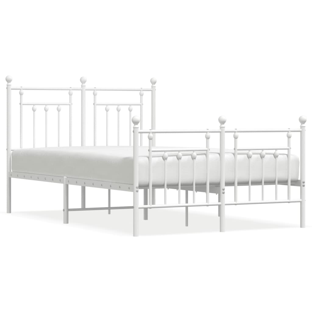 Sengeramme i metall med hode- og fotgavl hvit 120x190 cm