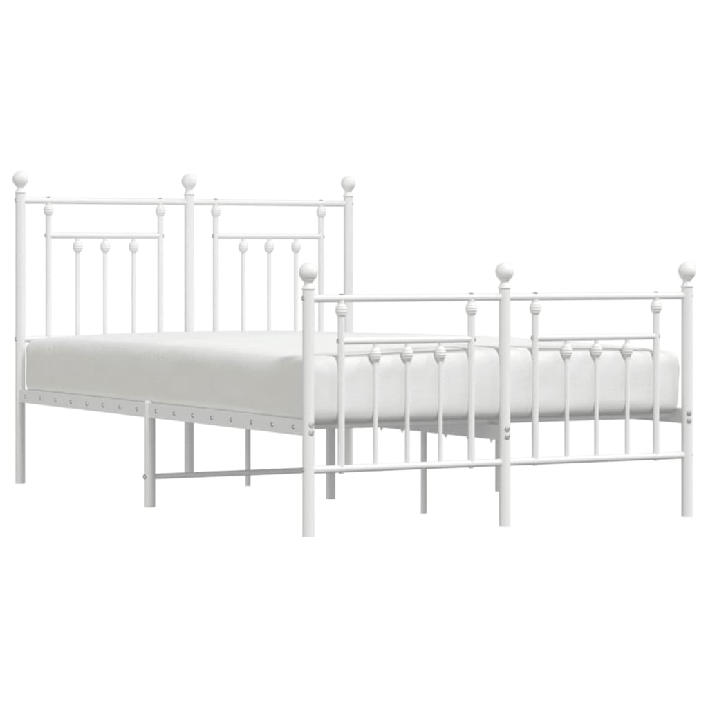 Sengeramme i metall med hode- og fotgavl hvit 135x190 cm