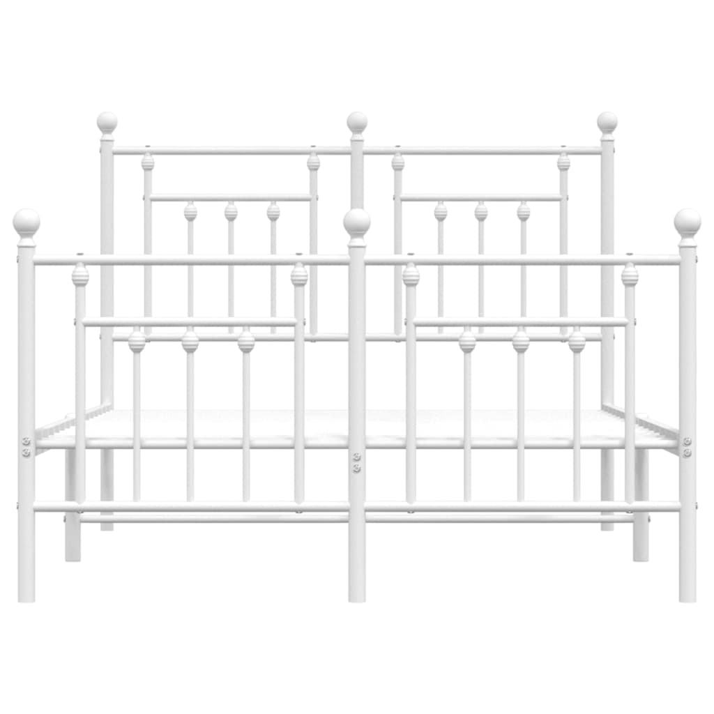 Sengeramme i metall med hode- og fotgavl hvit 135x190 cm