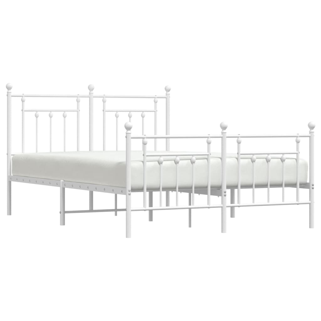 Sengeramme i metall med hode- og fotgavl hvit 140x200 cm