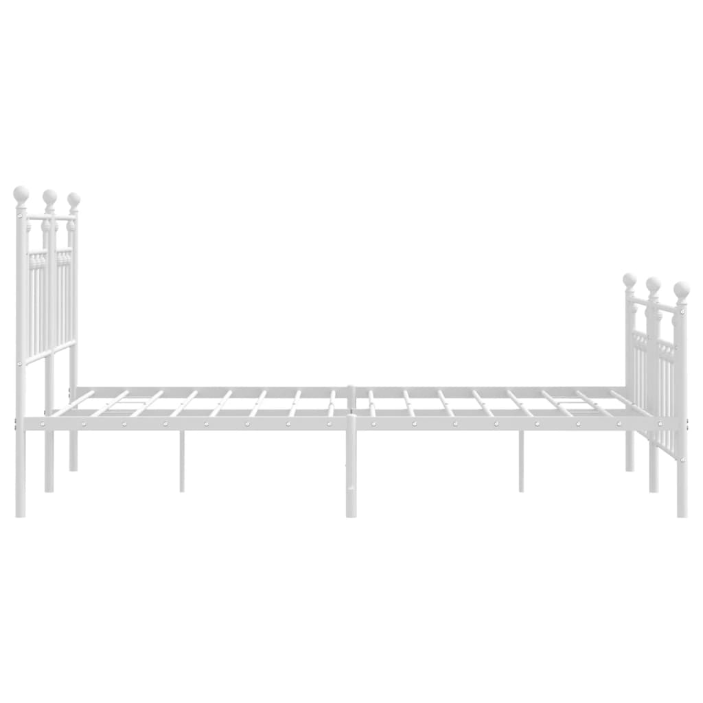 Sengeramme i metall med hode- og fotgavl hvit 140x200 cm
