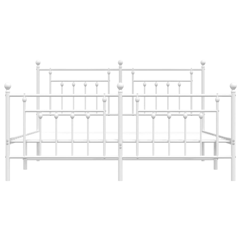 Sengeramme i metall med hode- og fotgavl hvit 180x200 cm