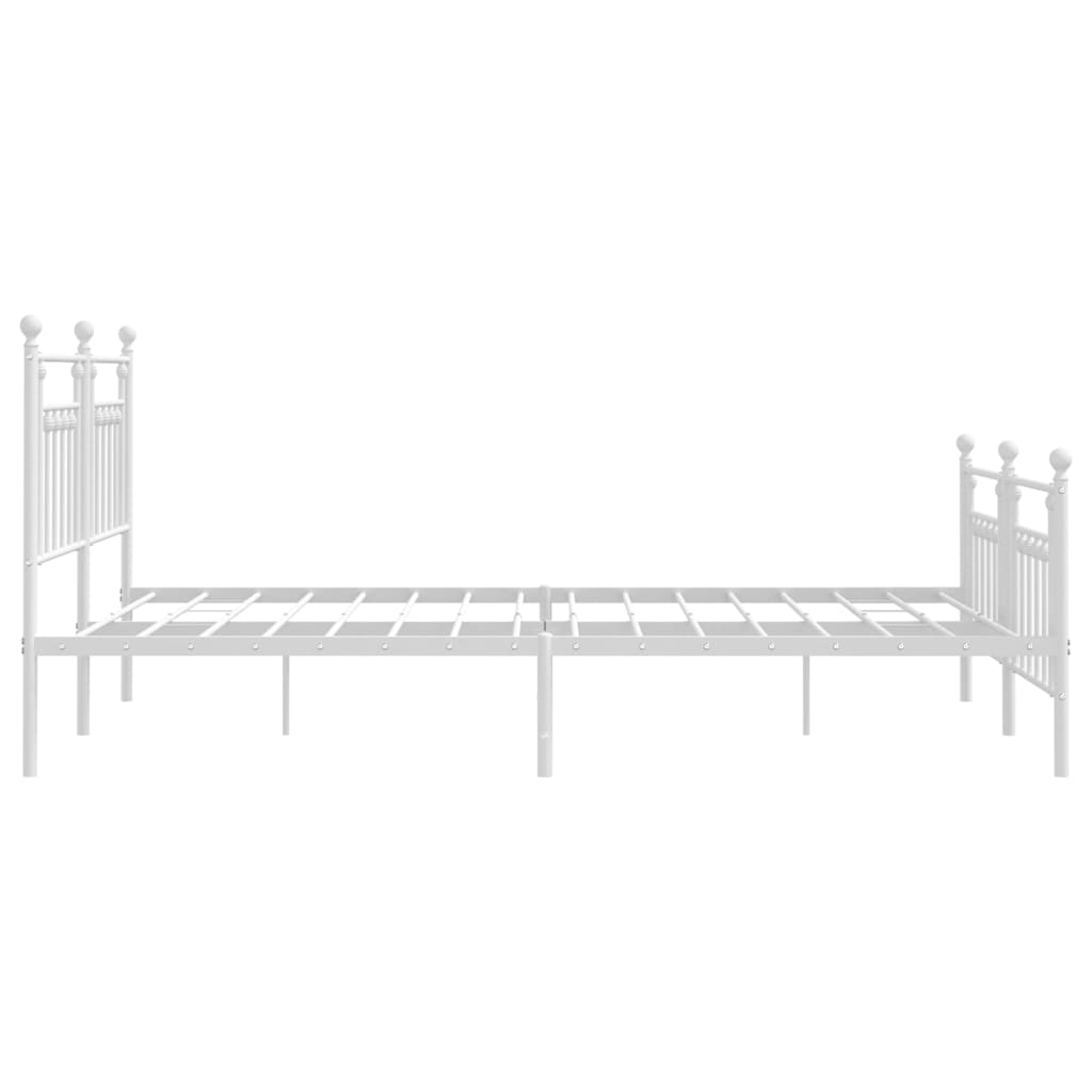 Sengeramme i metall med hode- og fotgavl hvit 180x200 cm