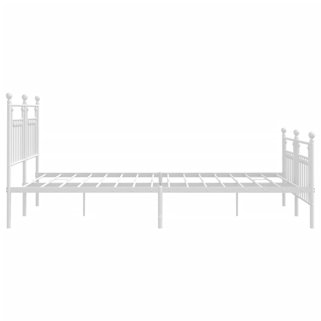 Sengeramme i metall med hode- og fotgavl hvit 183x213 cm