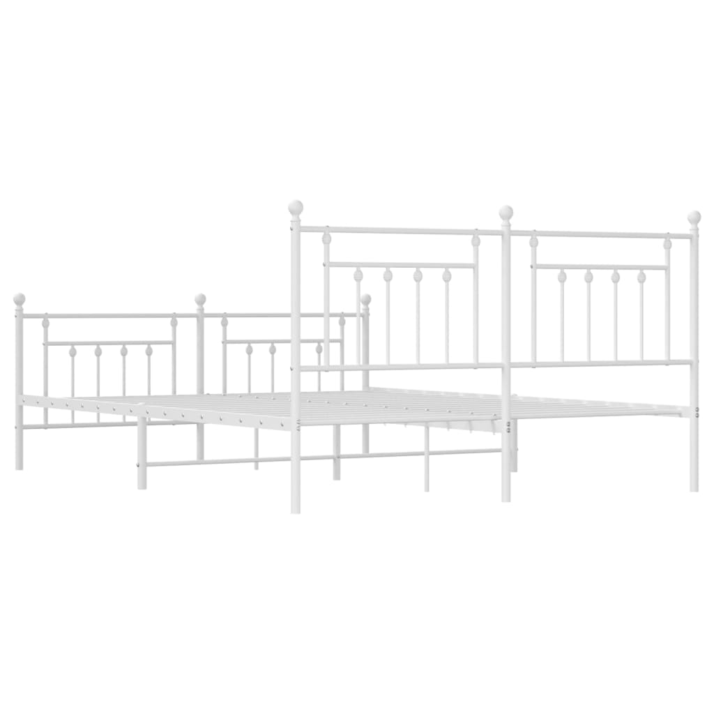 Sengeramme i metall med hode- og fotgavl hvit 183x213 cm