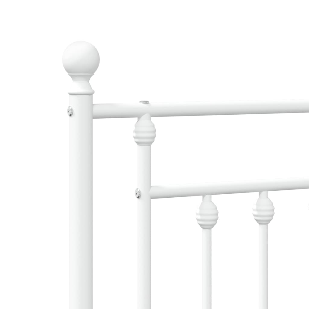 Sengeramme i metall med hode- og fotgavl hvit 183x213 cm