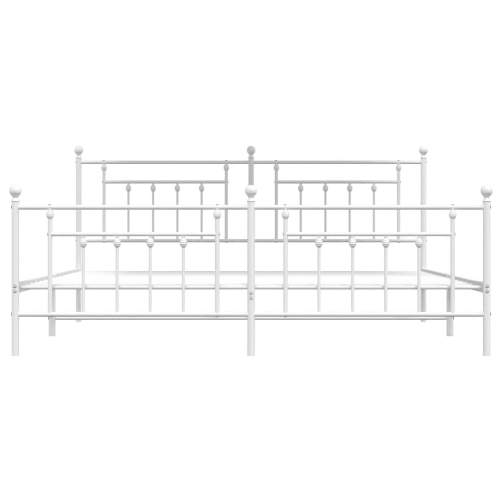 Sengeramme i metall med hode- og fotgavl hvit 193x203 cm