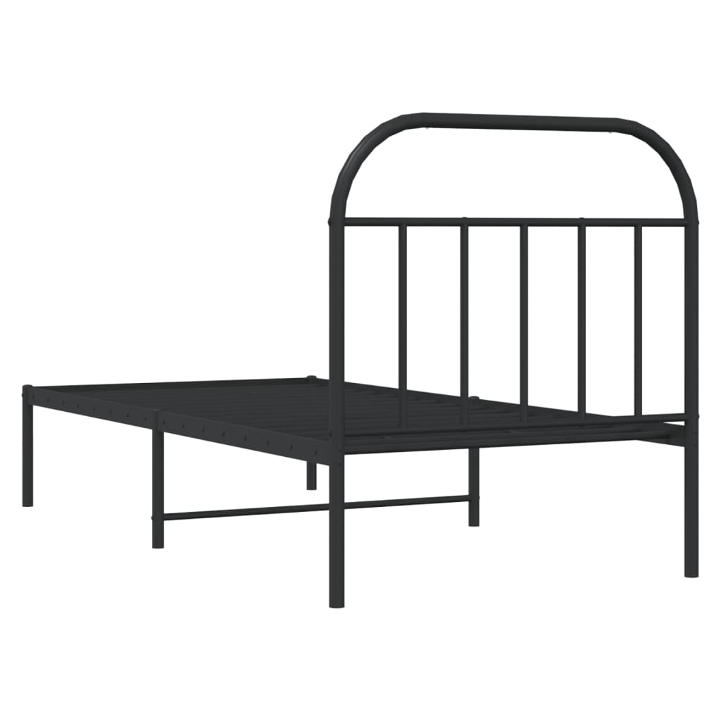 Sengeramme i metall med hodegavl svart 80x200 cm