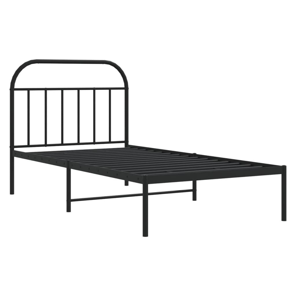 Sengeramme i metall med hodegavl svart 100x190 cm